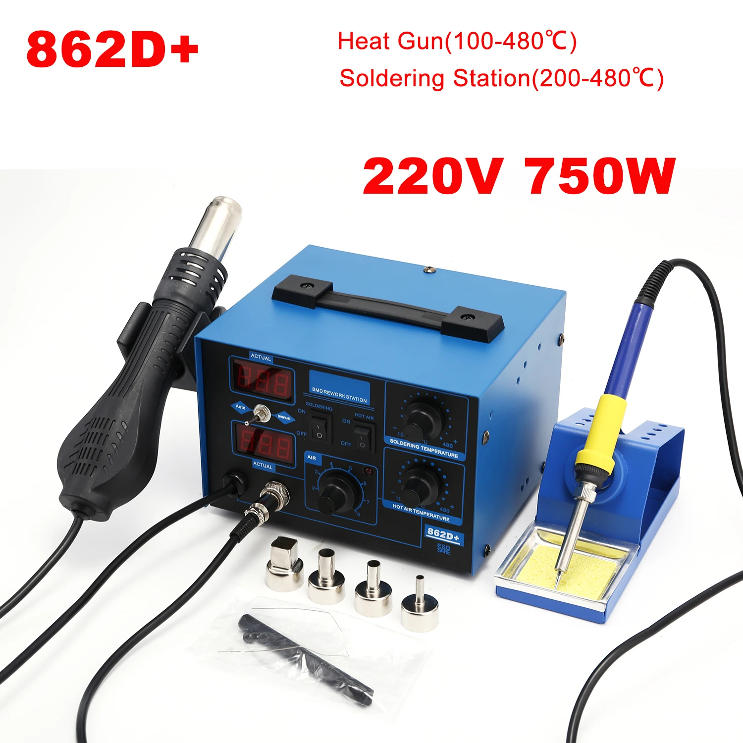 Smd Rework Station Hot Air Soldering 2 In 1 - Паяльная станция 862D+ 2 в 1,