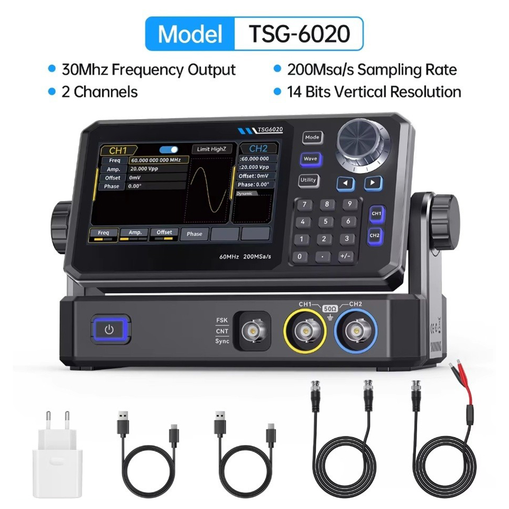 Dual Channel Arbitrary Waveform Function Generator 60Mhz - Двухканальный генератор сигналов TSG6020 60 МГц,
