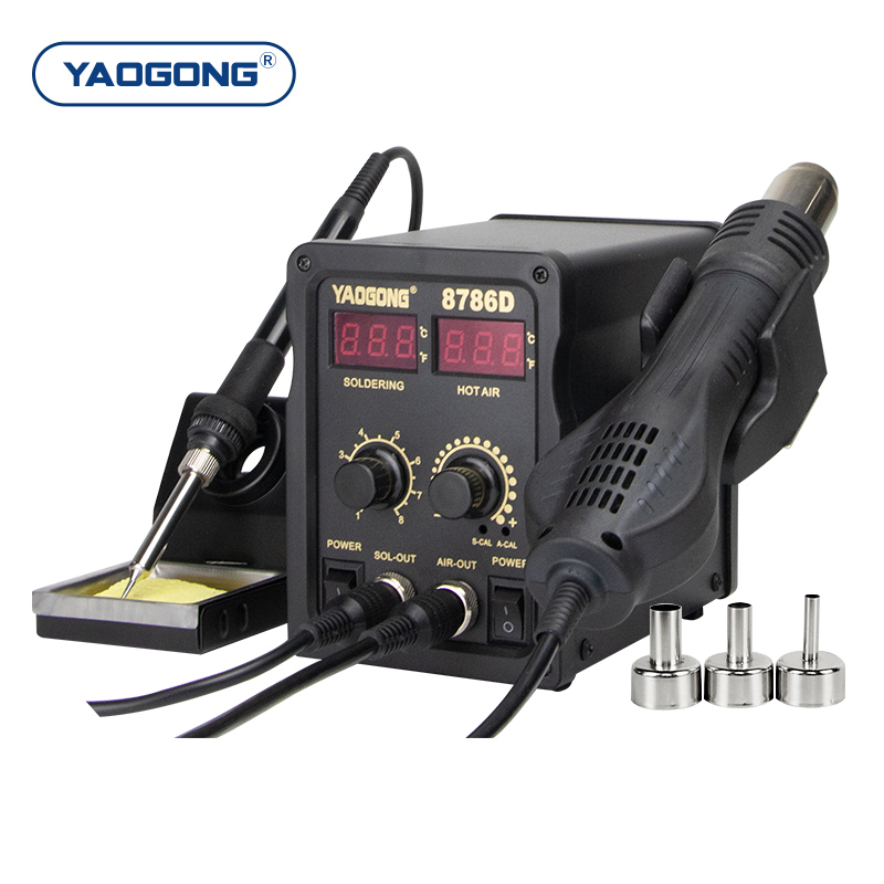 YAOGONG 8786D Цифровая паяльна – обзор и цена Smd Rework Station Hot Air Soldering 2 In 1