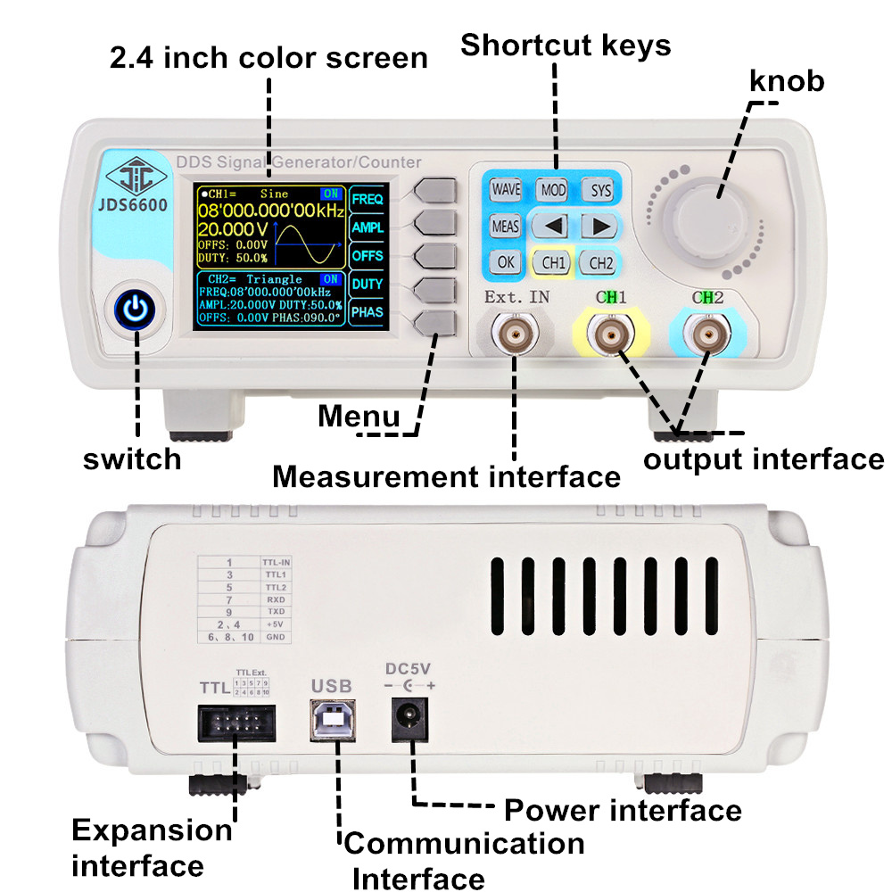 JDS6600 15/30/40/50/60 МГц DDS – обзор и цена Dual Channel Arbitrary Waveform Function Generator 60Mhz