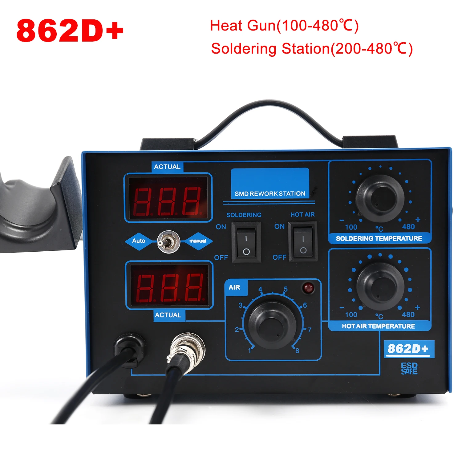 Паяльная станция 862D+ 2 в 1,  – обзор и цена Smd Rework Station Hot Air Soldering 2 In 1