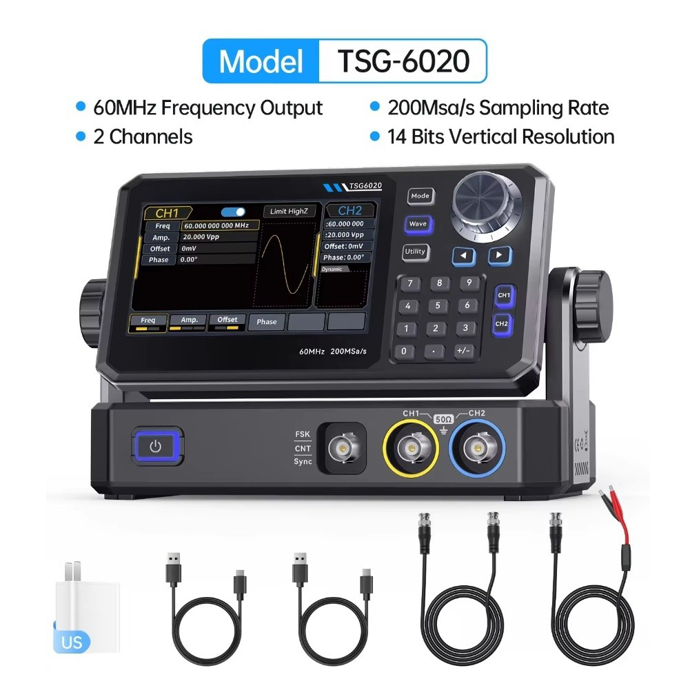 Генератор сигналов TSG6020 60  – обзор и цена Dual Channel Arbitrary Waveform Function Generator 60Mhz